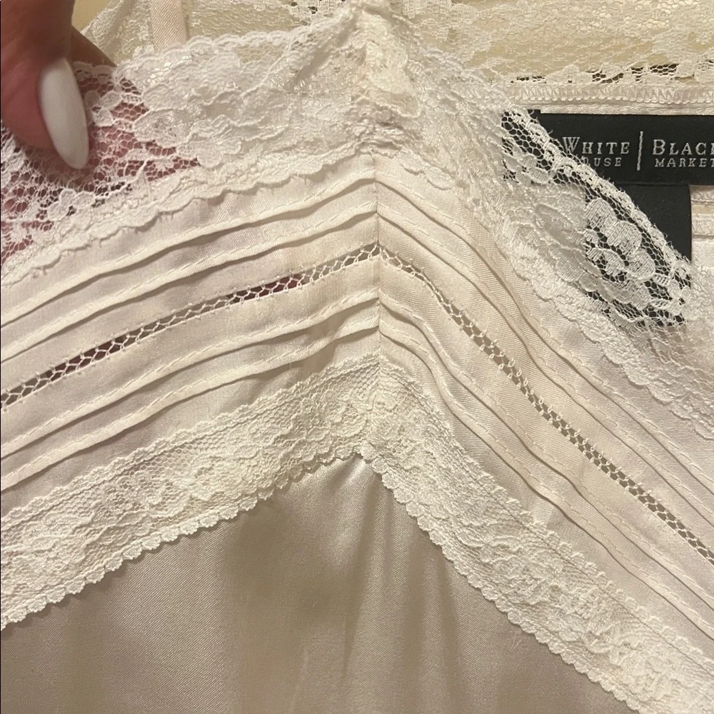White House Black Market Ivory Lace Trim Camisole - Picture 3 of 12